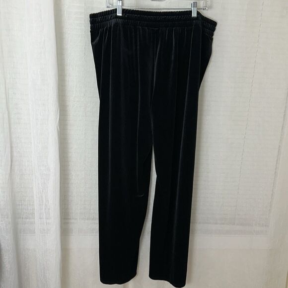 J.Jill 2X Black Wearever Collection Velour Wide Leg Pull-on Pants with Pockets - Picture 2 of 9